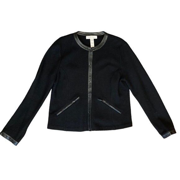 SOLD! Black Button Up Wool Jacket SZ Large - Picture 2 of 5